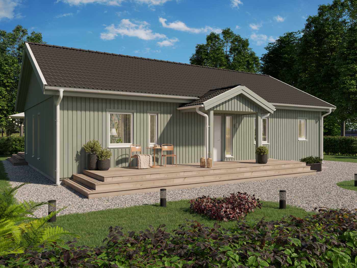 Renderad bild förslag hus med annan taklutning