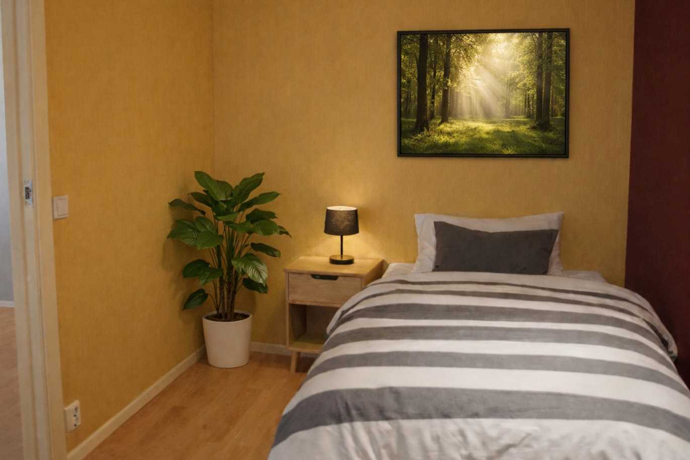 AI möblerad bild på sovrummet i uthyrningsdelen